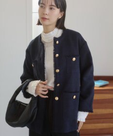 WEGO 【ANGIE VINTAGE/オケージョン対応 / セレモニー対応】ノーカラー ツイードジャケット