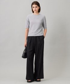 ICB L 【洗える】 ドレープスラブデニム ワイドパンツ