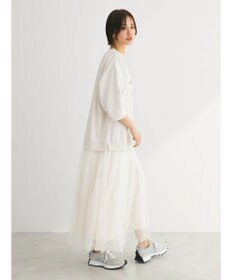 Green Parks ７分袖チュールドッキングロゴワンピース