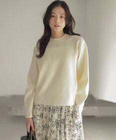 組曲 【WEB限定】パール釦畦ニット プルオーバー