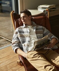 JOSEPH ABBOUD MOUNTAIN 【SPACE】OGビッグボーダー シャツ