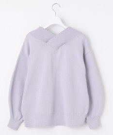 自由区 【XSサイズ～/洗える】コットンブレンドコード Vネックニット