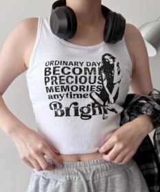 WEGO 【カップ付きインナー】グラフィックカップ付きリブタンク