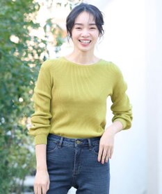 ANY パフスリーブリブニット