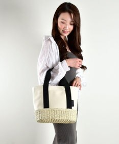 LA BAGAGERIE 【maison vert】 【ペーパー素材・撥水キャンバス】キャンバスコンビかごバッグ