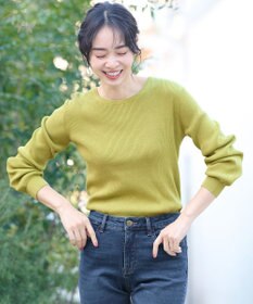 ANY パフスリーブリブニット