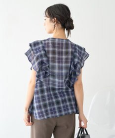 earth music&ecology チェックラッフルブラウス