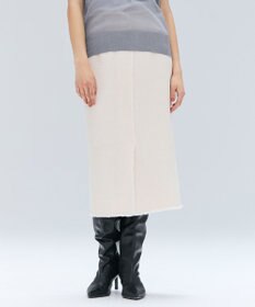 BEIGE， MULLIN / ウールツイードフロントベントスカート