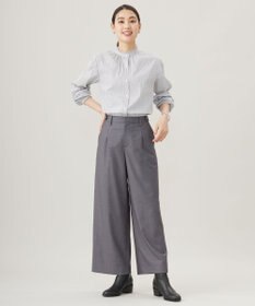 J.PRESS LADIES 【洗える】BEZ ドビーストライプ フリルネック ブラウス