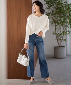 ANY 【洗濯機可/ウエストゴム/ストレッチ】ストレートデニムパンツ