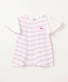 ANY KIDS 袖スカラップ ボーダーTシャツ