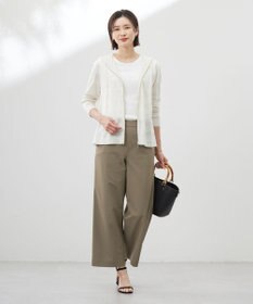 J.PRESS LADIES 【洗える・接触冷感・UVケア・吸水速乾・防透け】麻シェルドライ ワイドストレート マリン パンツ