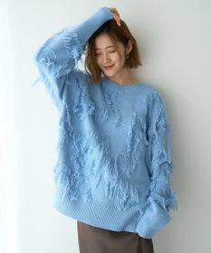 YECCA VECCA スター柄フリンジルーズニット