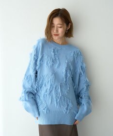 YECCA VECCA スター柄フリンジルーズニット