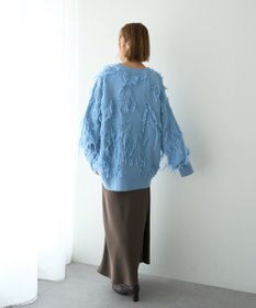 YECCA VECCA スター柄フリンジルーズニット