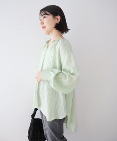 Green Parks ドロストネックシアーストライプチュニック