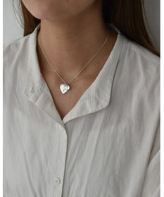 yoaa シルバー925 ハートプレートブラックダイヤモンドネックレストップ