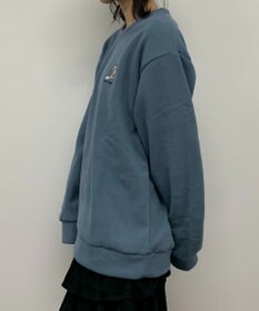 WEGO 【ユニセックス着用ITEM】ワッフルフリースOP刺繍クルートレーナー