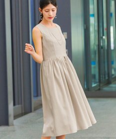 Tiaclasse 【洗える】麻調スクエアネックワンピース