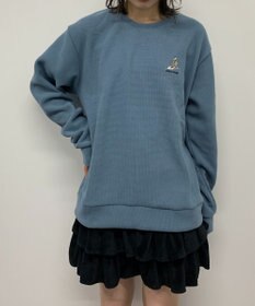 WEGO 【ユニセックス着用ITEM】ワッフルフリースOP刺繍クルートレーナー