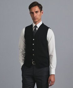 GOTAIRIKU 体温調整に【洗える/チクチクしにくい/ピリングしにくい】イタリア糸 ハイゲージ ベスト_WOOL100%