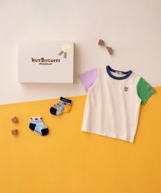 MIKI HOUSE HOT BISCUITS ワンポイント半袖Tシャツ＆ローカットソックスギフトセット【BOX付き】