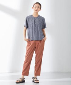 J.PRESS LADIES 【洗える】マイクロタイプライターストレッチ テーパード パンツ