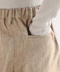 muuc 〈ロングシーズン心地良いウール混〉後ろウエストゴム有り ベルト裏にコットン使用 テーパードスラックスパンツ