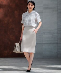 23区 【洗える】バックサテンアムンゼン レユールダイヤプリント ブラウス