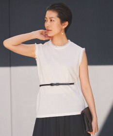 自由区 【カタログ掲載・洗える】フリンジディテールノースリーブ カットソー