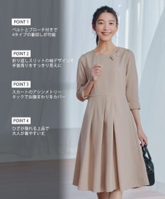 Tiaclasse 【3WAY】リボンブローチ＆ベルト付きフレアワンピース