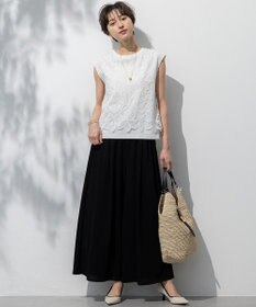23区 【接触冷感/洗える】ツイストコットンプレーティング ワイド パンツ