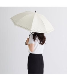 MOONBAT 晴雨兼用日傘 長傘 スカラ刺繍柄プリント／遮光 遮熱 UV