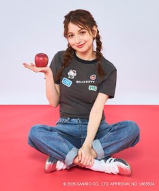 OP／FILA 【Ocean Pacific×ハローキティ】ワッペンリンガーチビTシャツ