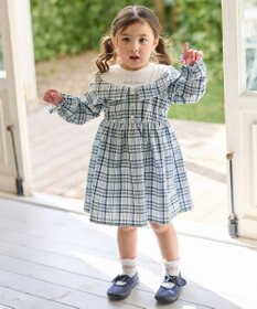 ANY KIDS チェックドッキングワンピース