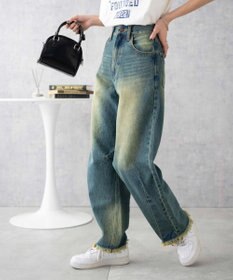 WEGO ヴィンテージウォッシュカーブデニムパンツ