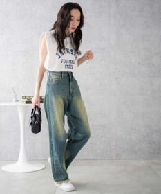 WEGO ヴィンテージウォッシュカーブデニムパンツ