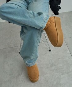 WEGO 【暖かい】厚底ショートFムートンブーツ