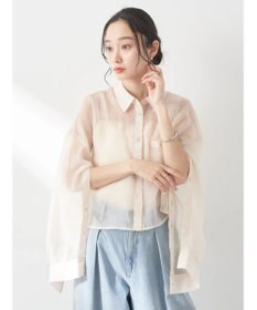 earth music&ecology ソデスリットクロップドシャツ