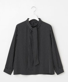 J.PRESS LADIES 【洗える】ポリエステルスエード変形ドットプリント ブラウス