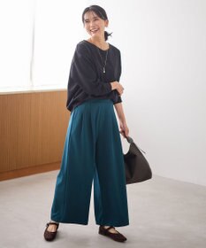 ANY 【ウエストゴム】２タックジョーゼットワイドパンツ