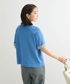 Green Parks 袖裏配色５分袖ニットプルオーバー