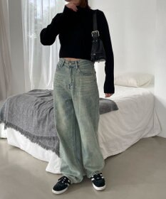 WEGO リブハイネックショートニット