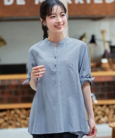 Tiaclasse 袖リボンストライプシャツチュニック