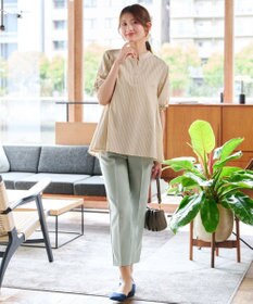 Tiaclasse 袖リボンストライプシャツチュニック