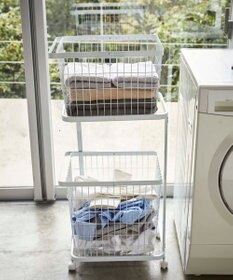 tower ランドリーワゴン+バスケット タワー ホワイト