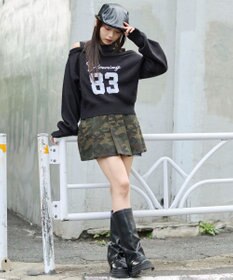 WEGO オープンショルダーナンバリングニット