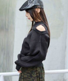 WEGO オープンショルダーナンバリングニット