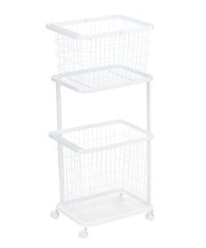 tower ランドリーワゴン+バスケット タワー ホワイト