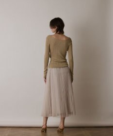 GRACE CONTINENTAL ラメリブクルーネックトップ